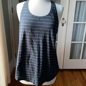 Lululemon tank top. Charcoal grey with white stripes. Size 10.